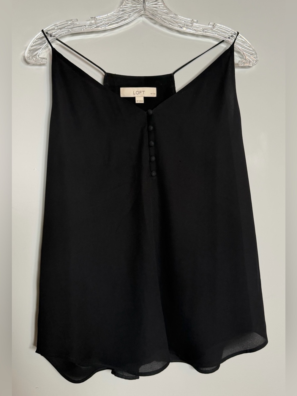 LOFT Black Spaghetti Strap Button-Front Cami Size MP